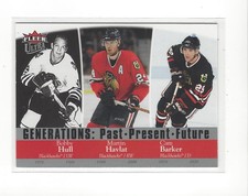 2007-08 Ultra Generations #G20 Bobby Hull/Martin Havlat/Cam Barker Blackhawks