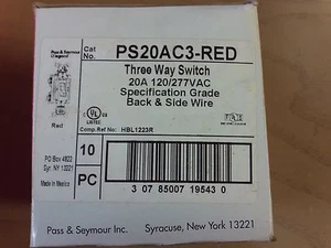 Menge 4 Pass & Seymour Legrand PS20AC3-ROT Drei-Wege-Schalter #1B-1289-G10 - Bild 1 von 3