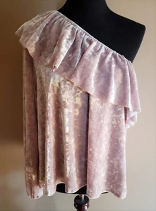 NWT BP Pink Off Shoulder Sexy Velvet Asymmetrical Top Shirt Blouse Nordstrom NEW - Picture 1 of 5