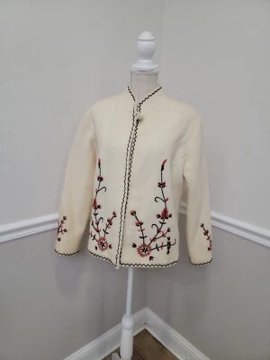 Chaqueta Grecia Vintage Lana Floral Bordada Mujer/Hipster/Gogo/Hippi Foto 1 de 4