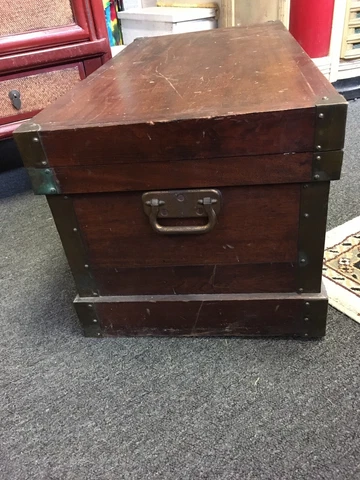 Antique Cedar Chest Solid Mahogany Brass Tacks Rustic Trunk Gothic Cowboy Cover