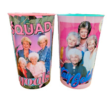 Golden Girls Cups, Tumblers, For Cold Drinks Set Of 2. Tableware Pink & Green