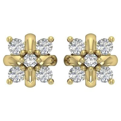 Designer Studs Earrings I1 G 0.30 Ct Round Diamond 14K White Yellow Rose Gold - Image 1 of 4