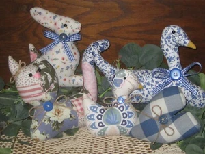 Old Farmhouse Gathering Cat Chick Swan Heart Rabbit Bowl Fillers Handmade - Picture 1 of 4