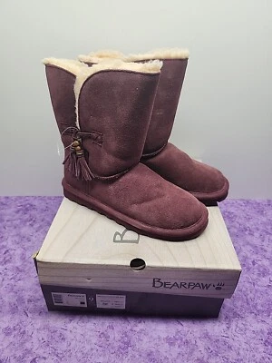 Size 9 Bearpaw Women's BOOT Mariana-High Sheepskin Boot -2279W) Dark Purple - Image 1 of 4
