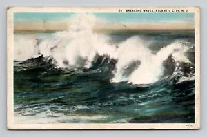 Breaking Waves, Atlantic City, New Trikot, Postkarte - weißer Rand 1934 - Bild 1 von 2