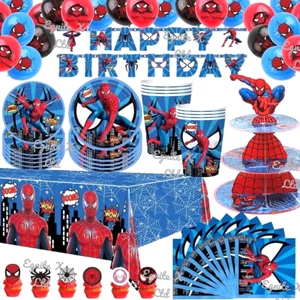 Spiderman Fiesta de cumpleaños Vajilla Decoraciones Suministros Niños Globos - Imagen 1 de 63