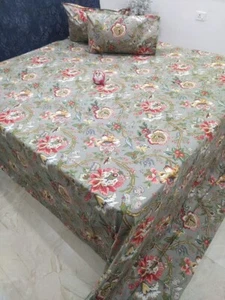 Pestal Cotton King Indian BedSheet Bed Spread  108*100 with 2 pillow cover 210TC - Picture 1 of 3