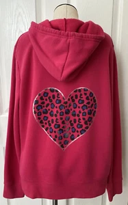 Rue 21 Hoodie Sweatshirt rosa V-Ausschnitt Liebe Leopard Druck Herz Damen XL - Bild 1 von 14