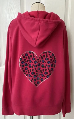 Sudadera con Capucha Rue 21 Rosa Cuello en V Amor Estampado Leopardo Corazón Mujer’s XL Foto 1 de 4