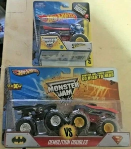 Hot Wheels Monster Jam Batman & Superman Demolition Doubles & Superman Off Road - Picture 1 of 1