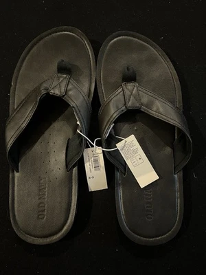 Nuevas sandalias chanclas negras de cuero sintético OLD NAVY con etiquetas talla 8-9 para hombre Foto 1 de 4