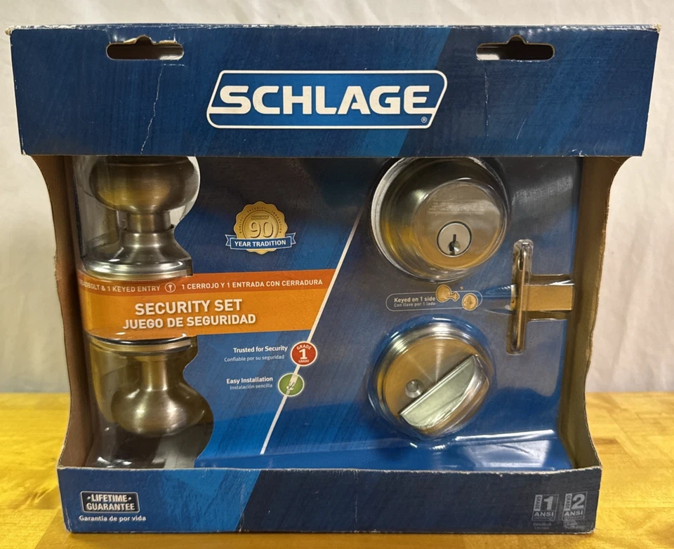 Schlage Fb50n V for Geo 619 B60 Single Cylinder Deadbolt Satin Nickel
