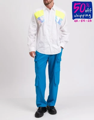 RRP€425 DSQUARED2 Shirt IT52 US42 XL Laminated Patch White Made in Italy - Image 1 of 4