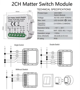 Matter WiFi Smart Switch Module Relay 1/2/3CH Compatible Homekit Alexa Home - Zdjęcie 1 z 14