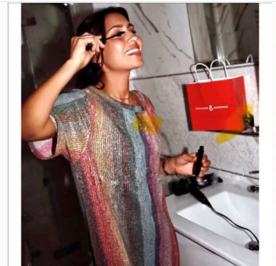 Zara Midikleid Regenbogen Streifen Pailletten Größe M Blogger Favorit - Bild 1 von 4