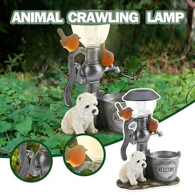 Garden Ornament Dog Statue Outdoor Solar Light Lawn Yard Sculpture Lamp - image 1 of 4