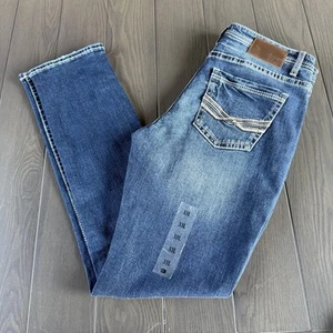 Jeans uomo gamba dritta BKE fibbia Ethan 33x34 blu medio denim elasticizzato premium - Foto 1 di 12