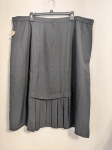 Women Skirt Plus Size 24W Black Pleated Accent Semi Sheer Lightweight Career - Picture 1 of 15