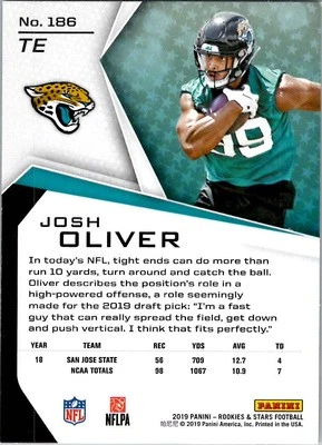 2019 Panini Rookies & Stars - Rookies Josh Oliver #186 (RC) - Image 1 of 2