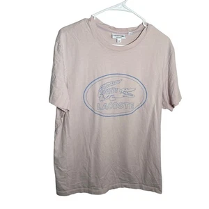 Lacoste T-Shirt Large Pink Round Neck Short Sleeve Graphic Printed Tee Shirt - Picture 1 of 10