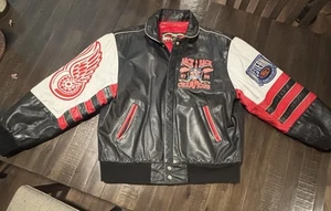 Vintage JH Designs USA NHL Detroit Red Wings Stanley Cup Champs Leather Jacket M - Picture 1 of 16