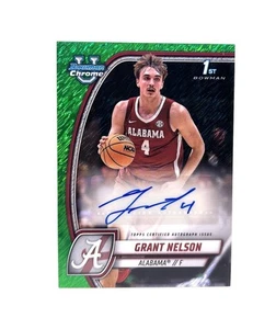 Grant Nelson (RC) #25 Alabama 2024-25 Bowman cromo U verde brillo automático - Imagen 1 de 2