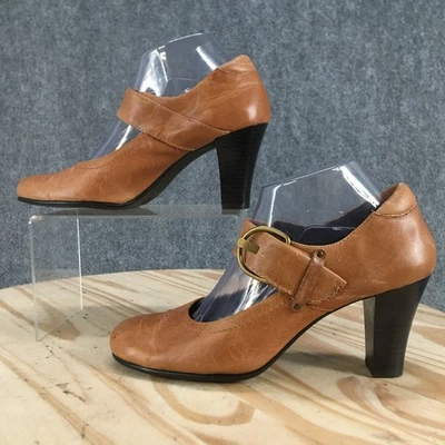 Aerosoles Shoes Womens 8.5 Role Wheat Casual Heeled Mary Jane Brown Leather - Image 1 of 4