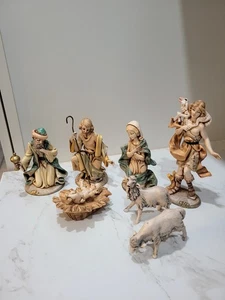 Juego de 8 estatuillas de belén Fontanini vintage Depose Italia 1983 Spider Mark - Imagen 1 de 19