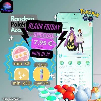 ✨Account Pokémon Go casuale ✨ 30+ lucido 🌈 2+ 100IV💯 2M+ polvere di stelle✨ Go Acc 50+ - Immagine 1 di 4