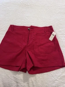 NWT Anthropologie Maeve Colette Shorts Red Size 30P - Picture 1 of 5