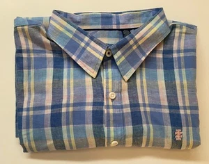 IZOD Men’s Short Sleeve Madras Woven Shirt Size 2XL Blue New with Tags - Picture 1 of 8