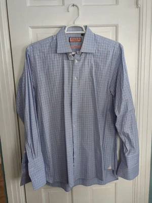 17-35 Blue & Pink 100% Cotton Point Collar Dress Shirt PINK Thomas - Image 1 of 4