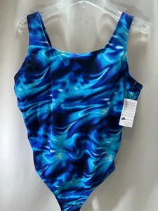 NUEVO Traje de baño Lands’ End azul pierna alta sin tirones copa suave de una pieza, mujer 22W - Imagen 1 de 12