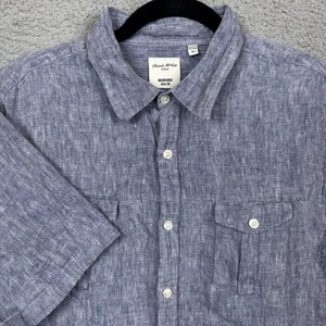 Murano Baird McNutt Shirt Mens XL Blue Chambray Slim Fit Linen Beach Preppy - Picture 1 of 9