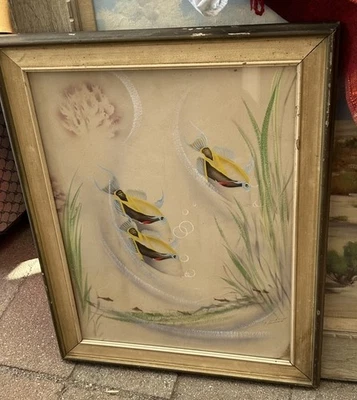 Original Signed TIP FREEMAN Honolulu Hawaiian Tropical Fish  Airbrush Painting - Image 1 of 4