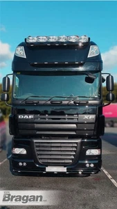 Low Bar + LEDs + Down Lights To Fit DAF XF 105 Truck Under Bumper Guard -  BLACK - Picture 1 of 5