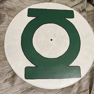 Hand painted Vinyl Record. One-of-a-kind. Green Lantern Inspired - Picture 1 of 4