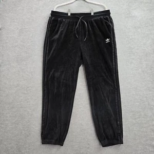 Adidas Men Activewear Pants XL Black Beckenbauer Velour Track Pants Drawstring - Picture 1 of 11