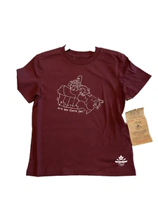 Hudson Bay Kids Short Sleeve T-Shirt Canada Map Are We There Yet? Wine Size 5/6 - Picture 1 of 8