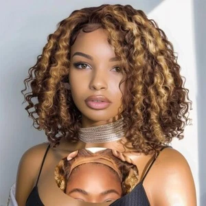 Ombre Highlight Glueless Wigs Human Hair Pre Plucked Pre Cut 7×5 Loose Wave Wig - Picture 1 of 6