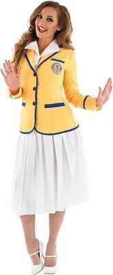 FUNSHACK Womens Holiday Camp Helper Costume S - 3XL Ladies 80s Yellow Coat TV Fancy Dress