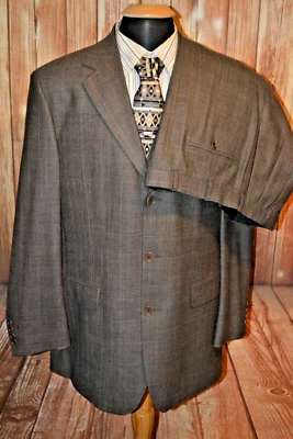 Brooks Brothers 346 Men Stretch Plaid Wool 3 Front Button Suit Sz 42L Wst 35x30 - Image 1 of 4