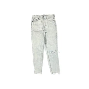 American Eagle Mom Jean Distressed Raw Hem Women's size 6 Acid Wash Blue Denim - Picture 1 of 4