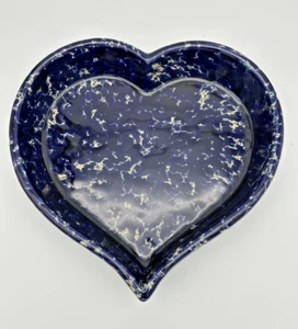 Bennington Art Potters Blue Agate Large 12" Heart Baking Dish DG 1951 Vermont - Picture 1 of 5