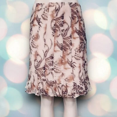 Tommy Bahama Mujer’s Vintage Y2K Rosa Floral Seda Gasa Falda Midi Talla 10 Foto 1 de 4