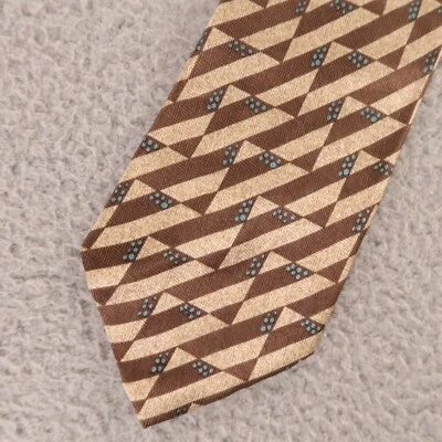 Corbata Albert Nipon marrón azul a rayas 100 % seda 4" Foto 1 de 4