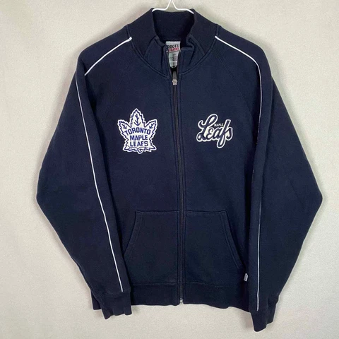 Roots Athletics Toronto Maple Leafs Zip-Up Fleece Track Jacket Size Small Blue Cover