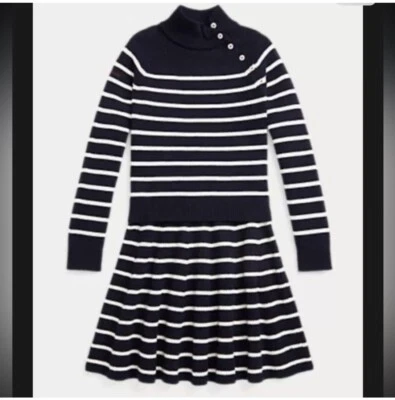 Nuevo con etiquetas Conjunto de suéter y falda de algodón a rayas Polo Ralph Lauren para niñas talla XL clásico Foto 1 de 4