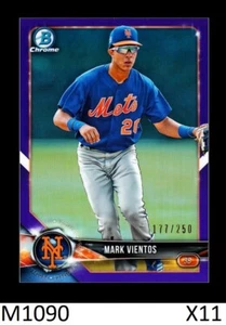 1-2018 BOWMAN CHROME DRAFT PURPLE REFRACTOR MARK VIENTOS METS /250 QTY - Picture 1 of 1